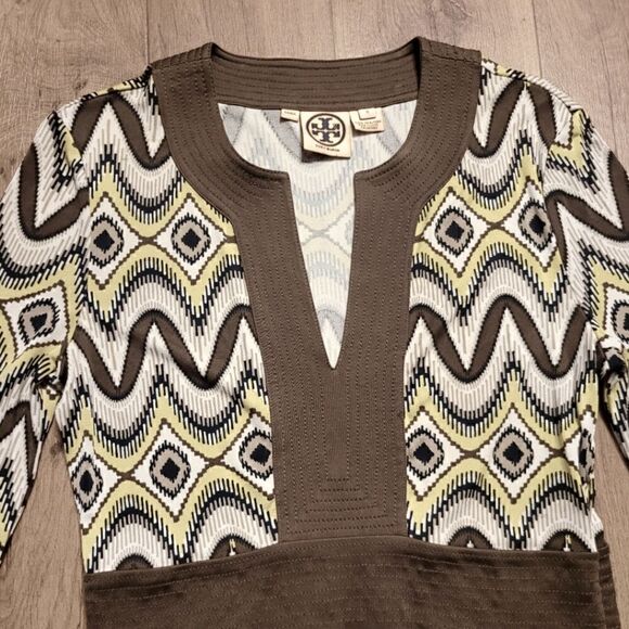 Tory Burch Geometric Silk  Dress Brown Size S - Picture 4 of 6